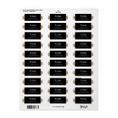 Klasse B/W/Gold Blume Rücksendeadressen-Aufkleber (Vorne)