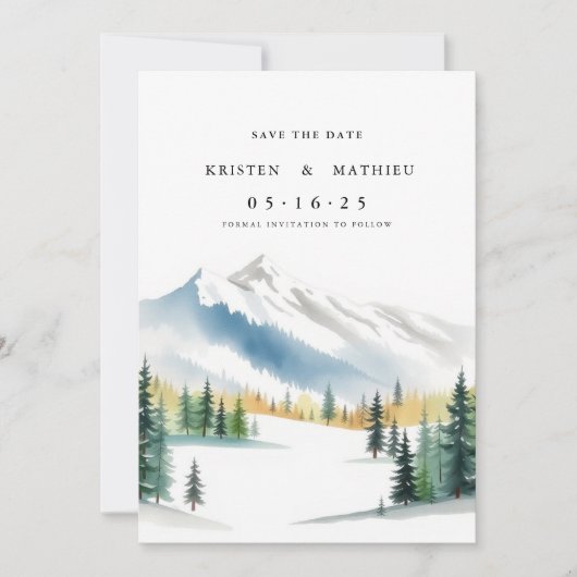 Klasse bearbeitbarer Berg Save The Date (Vorderseite)