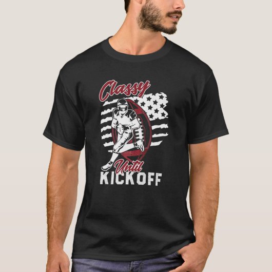 Klasse bis Kickoff American Football Girl Game V T-Shirt (Vorderseite)