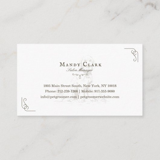 Klasse Boutique Stil Pet Salon Goldendoodle Dog Visitenkarte (Rückseite)