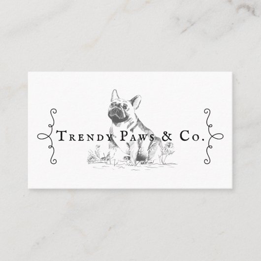 Klasse Boutique Stilsalon Französischer BullDog Visitenkarte (Vorderseite)