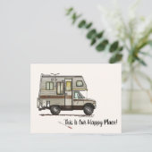 KLASSE C RV Happy Camping Art Niedlich Postkarte (Stehend Vorderseite)