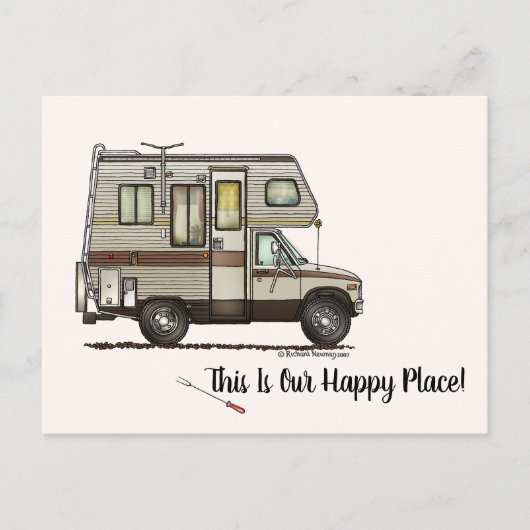 KLASSE C RV Happy Camping Art Niedlich Postkarte (Vorderseite)