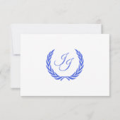 Klasse Calligraphy Blue Wedding RSVP Monogram (Rückseite)