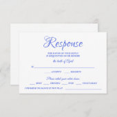 Klasse Calligraphy Blue Wedding RSVP Monogram (Vorne/Hinten)