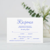 Klasse Calligraphy Blue Wedding RSVP Monogram Karte (Stehend Vorderseite)