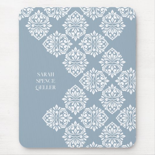 Klasse Damask Regency Geometric Cadet Gray Mousepad (Vorne)