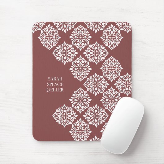 Klasse Damask Regency Geometric Pastel Red Mousepad (Mit Mouse)