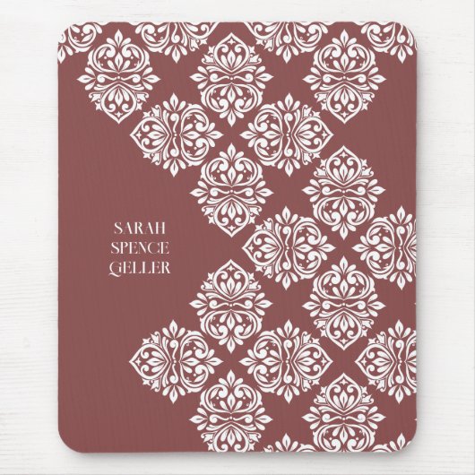 Klasse Damask Regency Geometric Pastel Red Mousepad (Vorne)