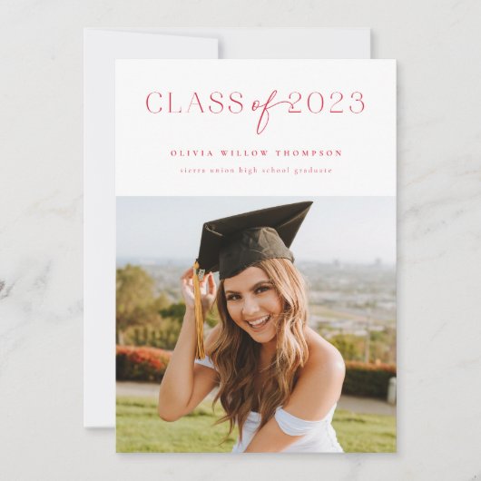Klasse der 2023 Foto Abschluss Einladung Rot (Vorderseite)