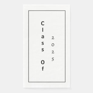 Klasse der 2025-Absolventen Schwarz-weiß einfach Serviette