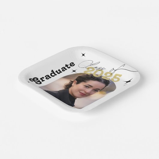 Klasse der 2025-Foto-Graduationspartei Retro Pappteller (Gewinkelt)