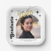 Klasse der 2025-Foto-Graduationspartei Retro Pappteller (Vorderseite)