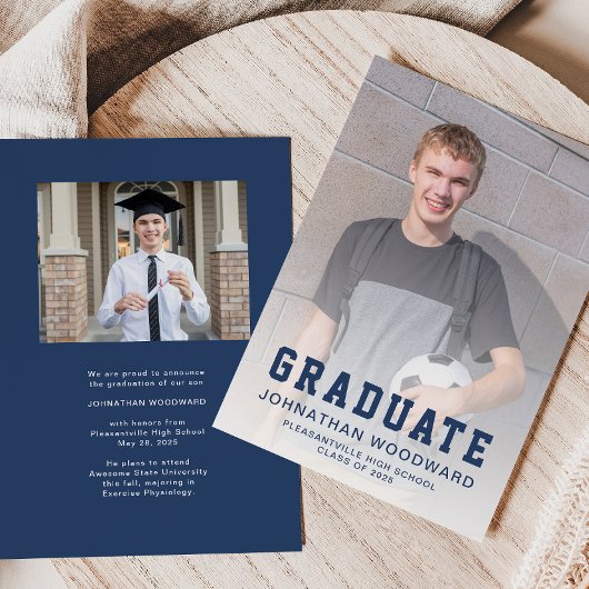 Klasse der 2025 Fotos Navy Blue Grad Ankündigung