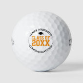 Klasse der 2025 Fun & Stylish Orange Abschluss Gif Golfball (Vorderseite)