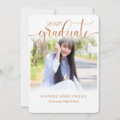 Klasse der 2025 Imitate Bronz Leaf Modernes Foto Einladung (Vorderseite)