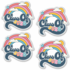 Klasse der 2025 Rainbow Retro Stickers Set 4 Aufkleber