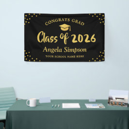 Klasse der 2026 Gold Brush Script Graduation Party Banner