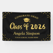 Klasse der 2026 Gold Brush Script Graduation Party Banner (Horizontal)