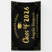 Klasse der 2026 Gold Brush Script Graduation Party Banner (Vertikal)