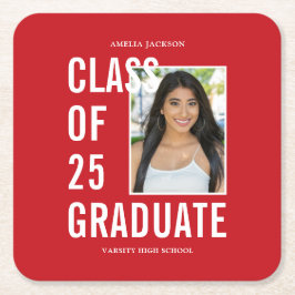 Klasse der 25 Festivals mit rotem Foto Rechteckiger Pappuntersetzer