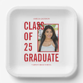 Klasse der 25 Moderne Graduationspartei für Rote T Pappteller