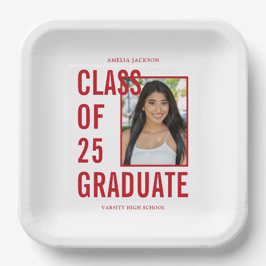 Klasse der 25 Moderne Graduationspartei für Rote T Pappteller