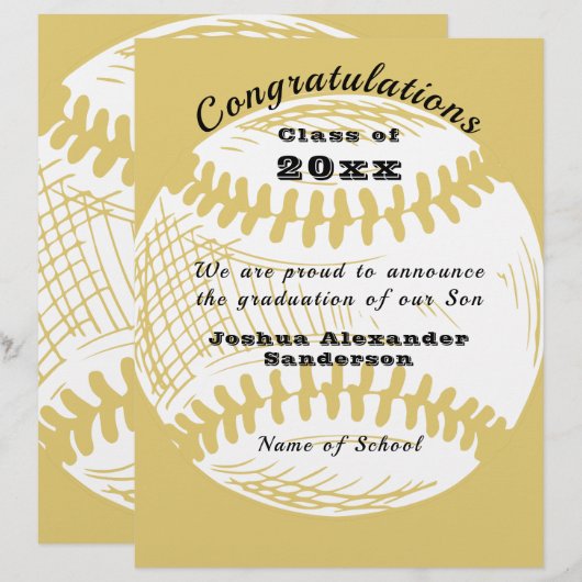 Klasse der Ankündigung des Baseball-Abschlusses Briefbogen (Vorne/Hinten)