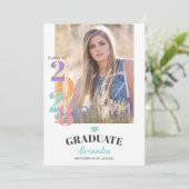 Klasse der Aquamarinen Graduationspartei Foto Past Einladung (Stehend Vorderseite)