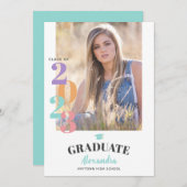 Klasse der Aquamarinen Graduationspartei Foto Past Einladung (Vorne/Hinten)