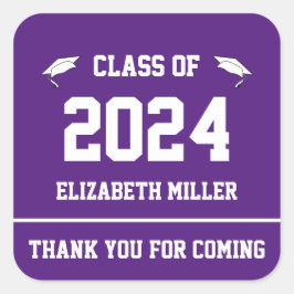 Klasse der Befürworter des Lila und weißen Abschlu Quadratischer Aufkleber