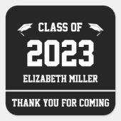 Klasse der Befürworter eines Schwarz-Weiß-Abschlus Quadratischer Aufkleber (Vorderseite)