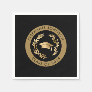 Klasse der Black and Gold Graduation Party 2024 Serviette
