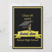 Klasse der Black and Gold Graduation Party 2025 Einladung (Vorderseite)