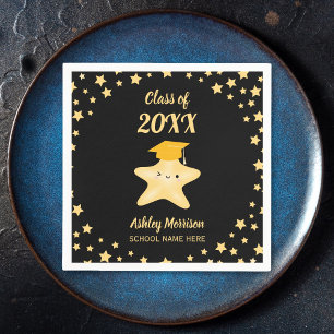 Klasse der Black and Gold Star Graduation Party 20 Serviette