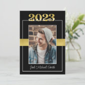 Klasse der Black & Gold Graduation Party 2023 Einladung (Stehend Vorderseite)