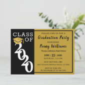 Klasse der Black Gold Modern Graduation Party 2020 Einladung (Stehend Vorderseite)
