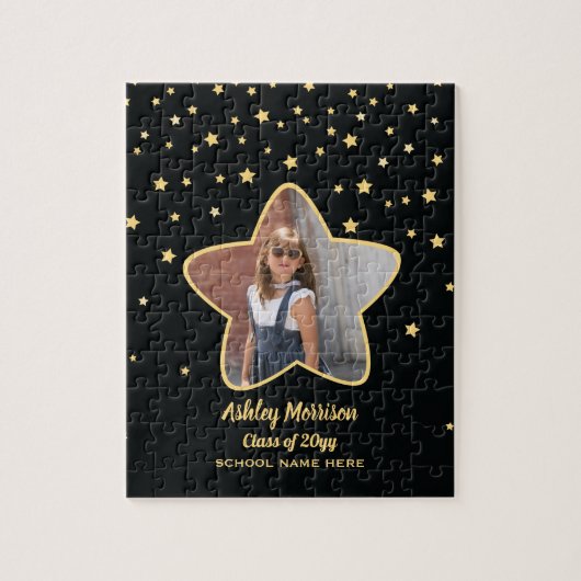 Klasse der Black & Gold Stars Foto Abschluss 2023 Puzzle (Vertikal)