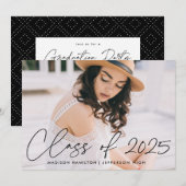 Klasse der Black Script Foto Graduation Party 2023 Einladung (Vorne/Hinten)