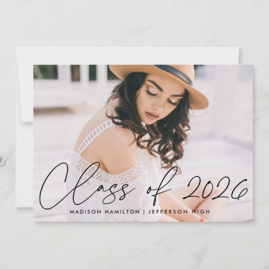 Klasse der Black Script Foto Graduation Party 2023 Einladung (Vorderseite)