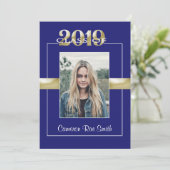Klasse der Blue & Gold Graduation Party 2019 Einladung (Stehend Vorderseite)