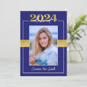 Klasse der Blue & Gold Graduation Party 2024 Einladung (Stehend Vorderseite)