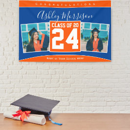 Klasse der Blue Orange Abschluss Foto Collage 2024 Banner