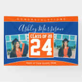 Klasse der Blue Orange Abschluss Foto Collage 2024 Banner (Horizontal)