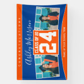 Klasse der Blue Orange Abschluss Foto Collage 2024 Banner (Vertikal)