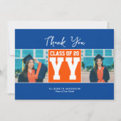 Klasse der Blue Orange Abschluss Foto Collage 2024 Dankeskarte (Vorderseite)