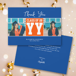 Klasse der Blue Orange Abschluss Foto Collage 2024 Dankeskarte