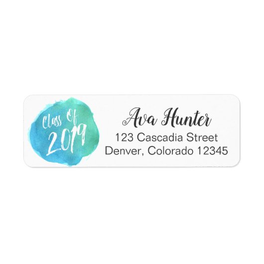 Klasse der Blue Watercolor Dot Address Labels 2019 (Vorne)