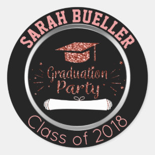 Klasse der Blush Pink Glitzer Graduation Party 201 Runder Aufkleber