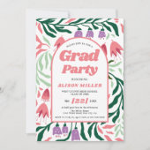 Klasse der Boho-Boho-arch-Retro-Blume 2025 Abschlu Einladung (Vorderseite)